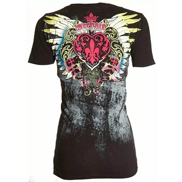 Archaic Affliction Women's T-Shirt DARLING Tattoo Biker Black - Picture 2 of 7